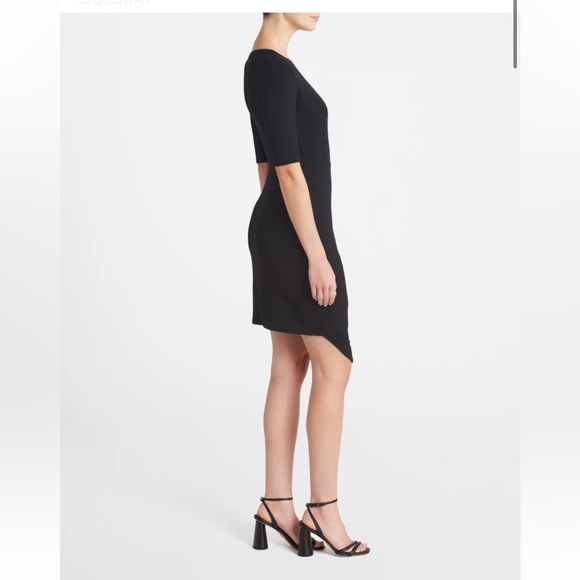 GOLDRAY BLaise Black Modal Ribbed 1/2 Sleeves Fitted Knit Versatile Dress NWT L - Picture 3 of 16